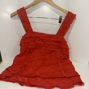 J. CREW Women's Red Linen Casual Career Resort Summer Top 8